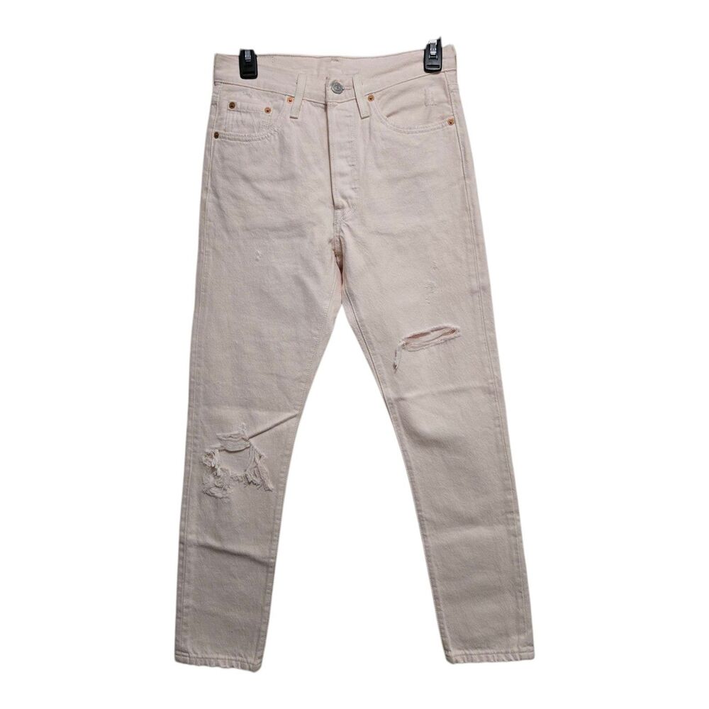 Levi's 501 Jeans Pink Skinny Distressed Womens Size 25 NEW